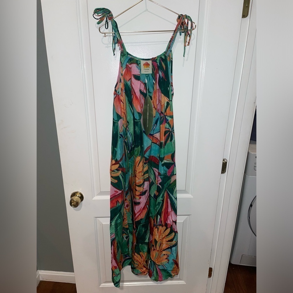 New! Farm Rio Multicolor Banana Foliage Midi Dress ๐๐บ XS NWT! - Picture 10 of 16